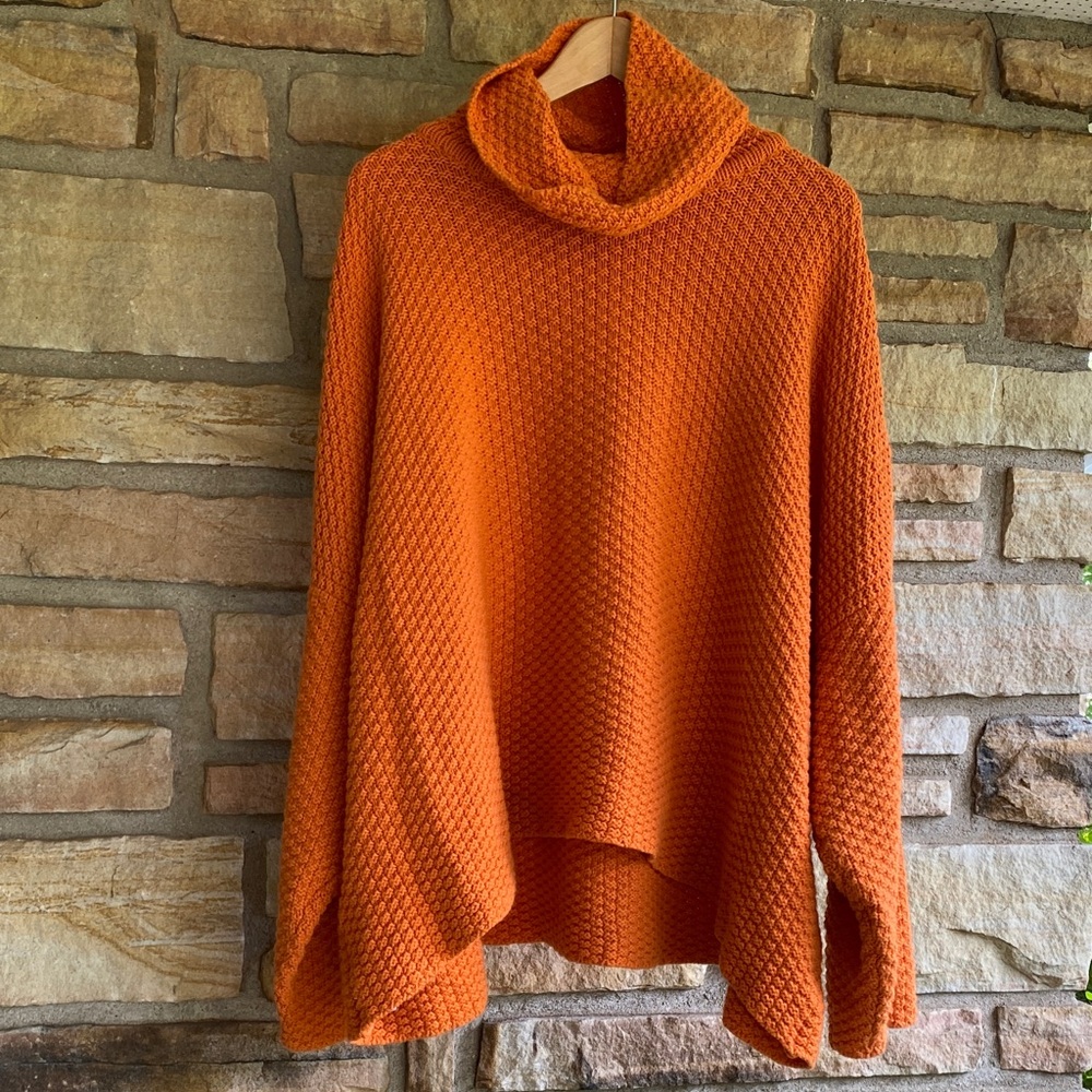 Eskandar Vibrant Orange Cowl Neck Sweater